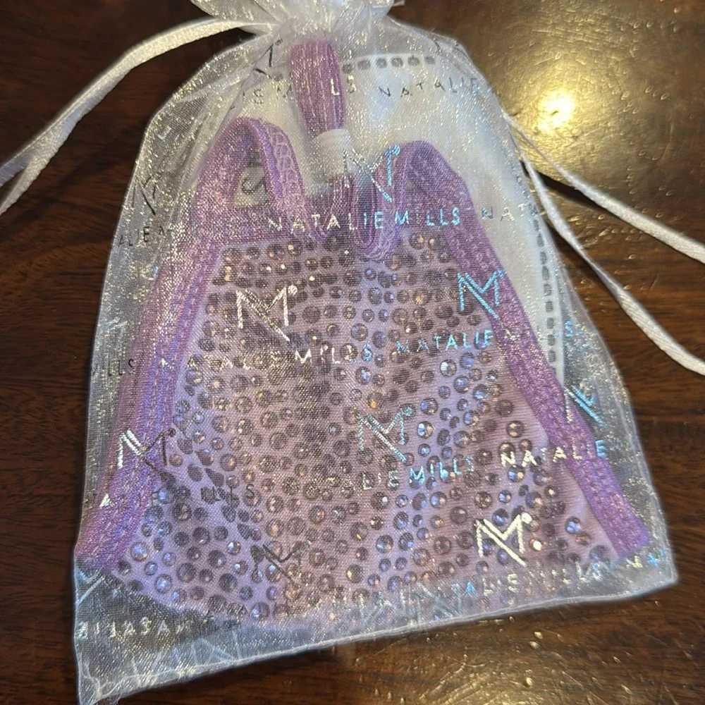 Purple Rhinestone Destiny Crystal Face Mask with AB Crystals Natalie Mills NEW